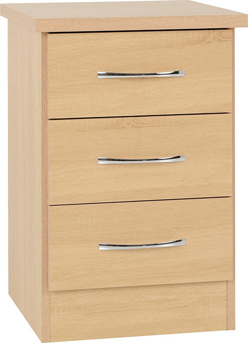 Nevada 3 Drawer Bedside Chest vIn Sonoma Oak Effect